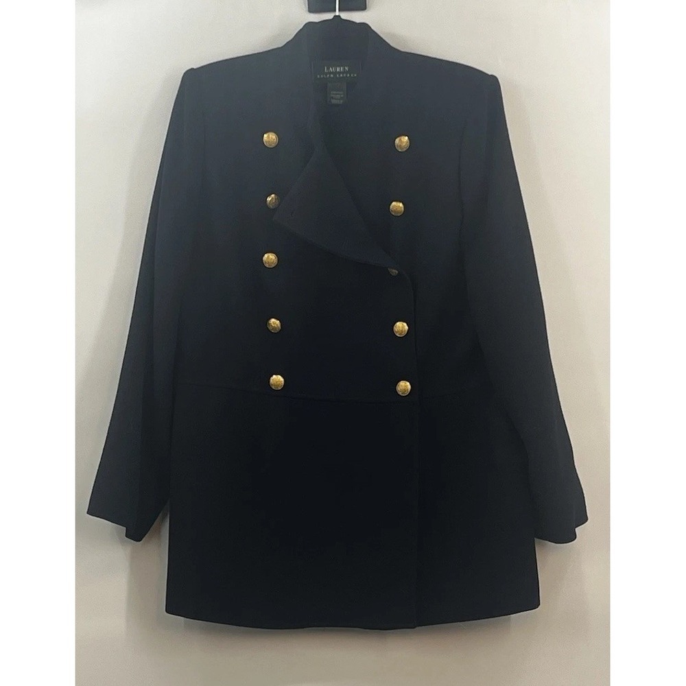 Ralph Lauren Women's Jacket Pea Coat Navy Blazer Size Large XL Vtg Classic USA - Picture 2 of 14
